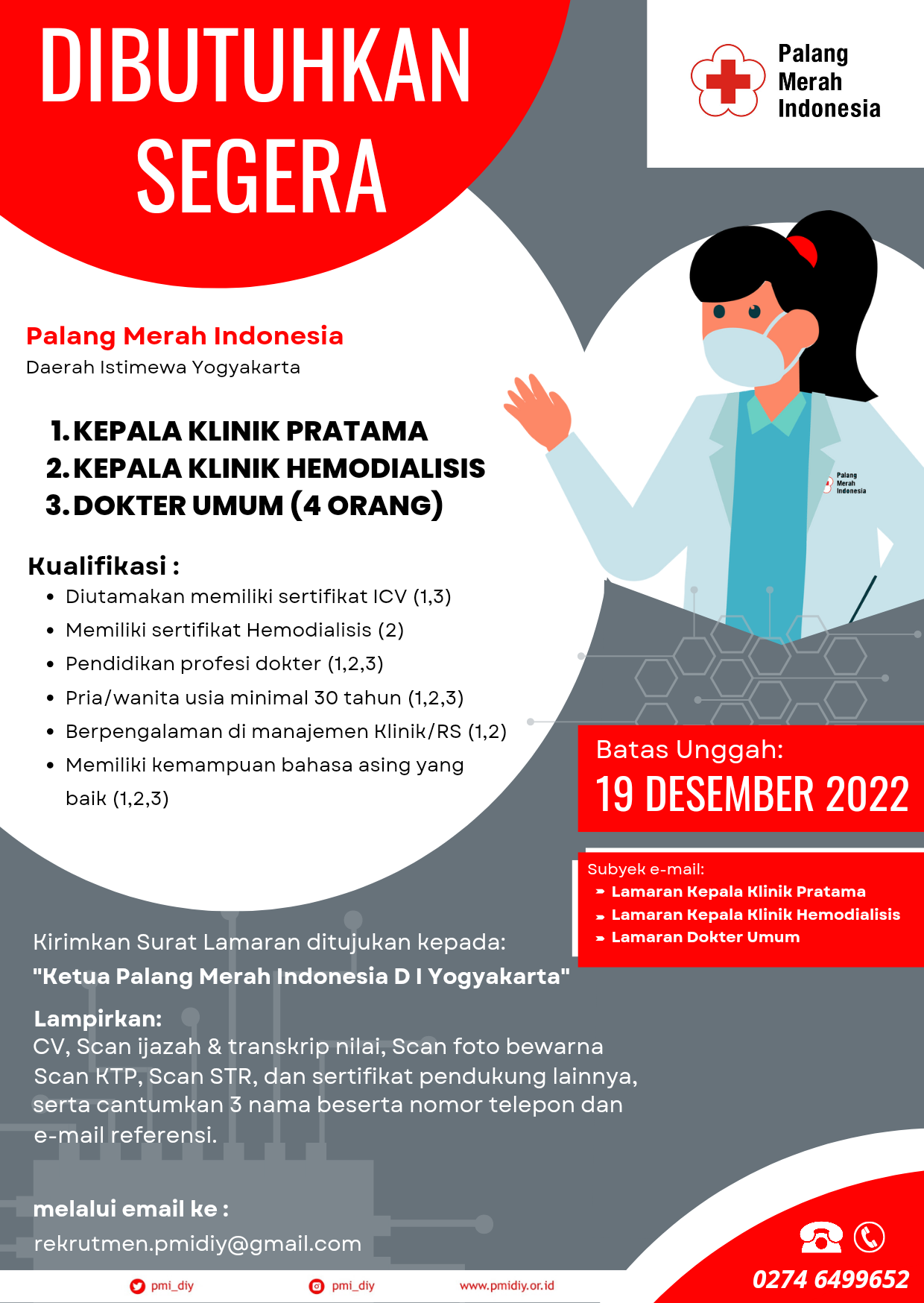 Yuk Daftar, PMI Cimahi Membuka Lowongan Pekerjaan Berbagai Posisi!