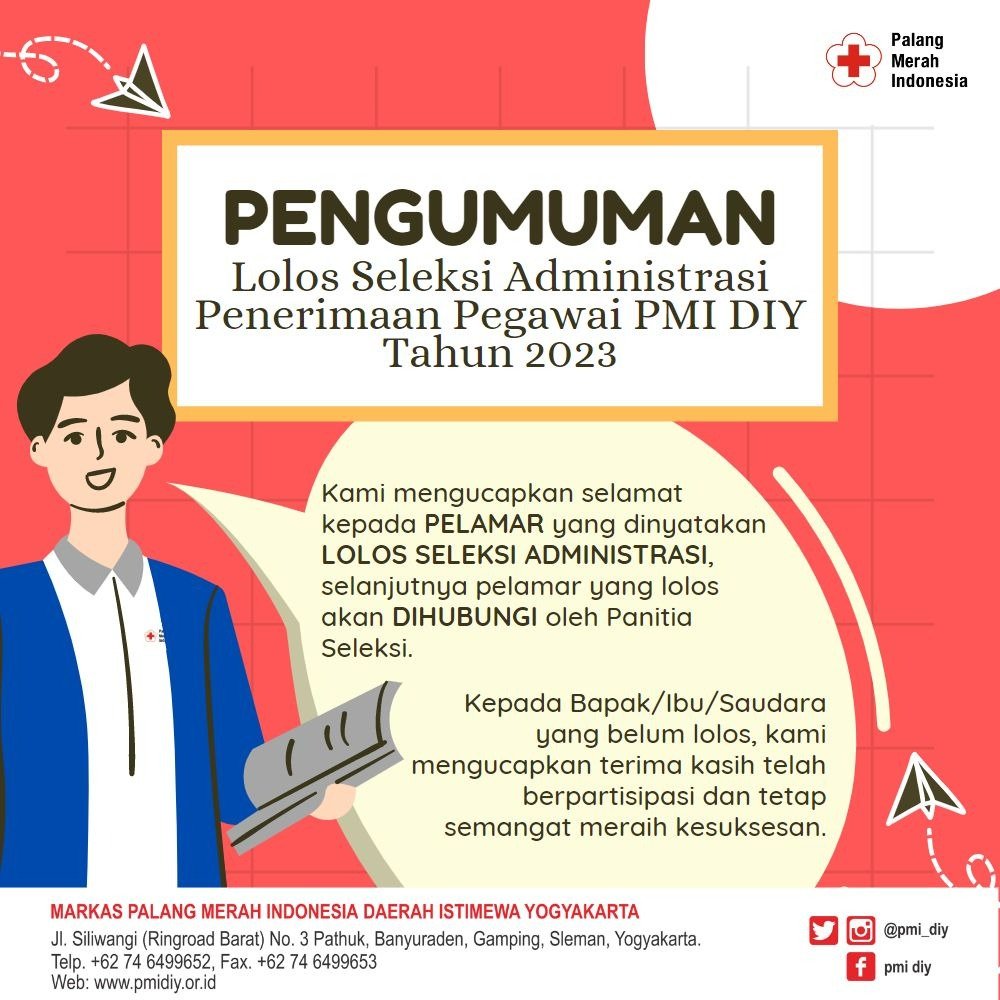 Pengumuman Lolos Seleksi Administrasi Penerimaan Pegawai PMI Cimahi Tahun 2023